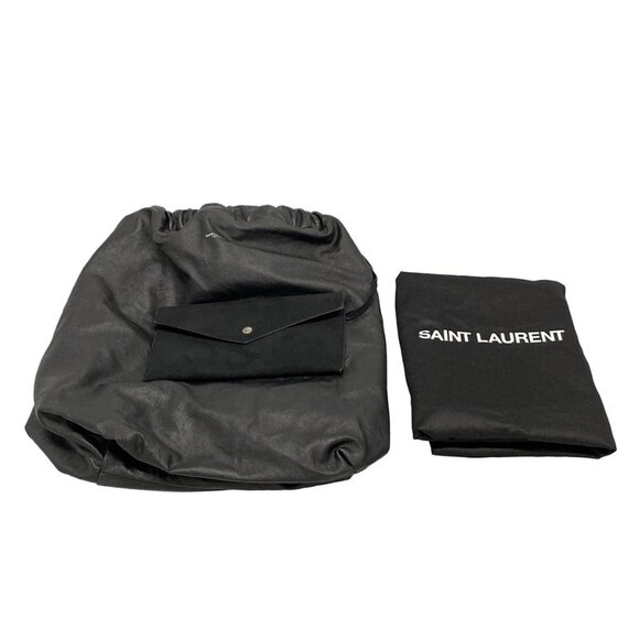 Auth SAINT LAURENT PARIS Teddy 551595 Cream Black Linen Canvas Leather Tote Bag - Picture 7 of 16